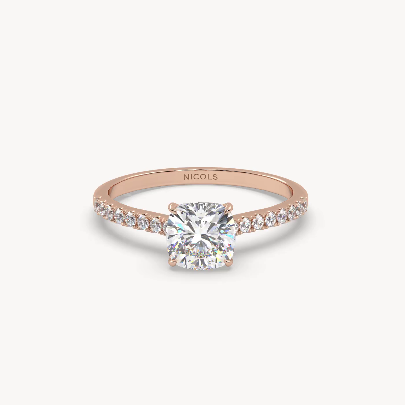pt platinum  petite pavé cathedral ring for 1.0 ct cushion diamond Photos & images