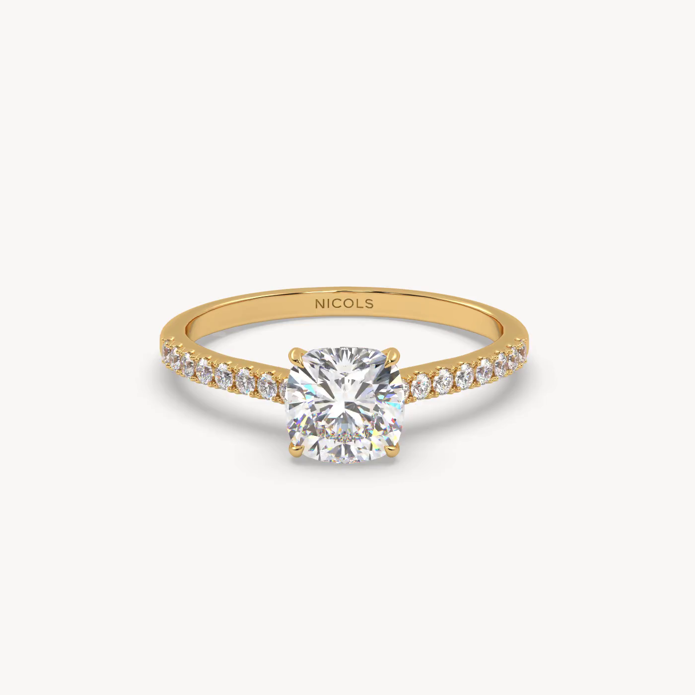 pt platinum  petite pavé cathedral ring for 1.0 ct cushion diamond Photos & images