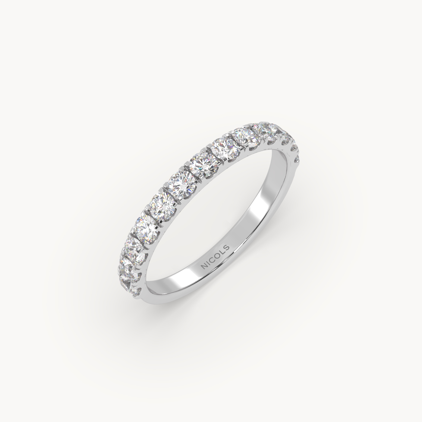 18k white gold  petite pavé half eternity ring round cut – 0.70ct total