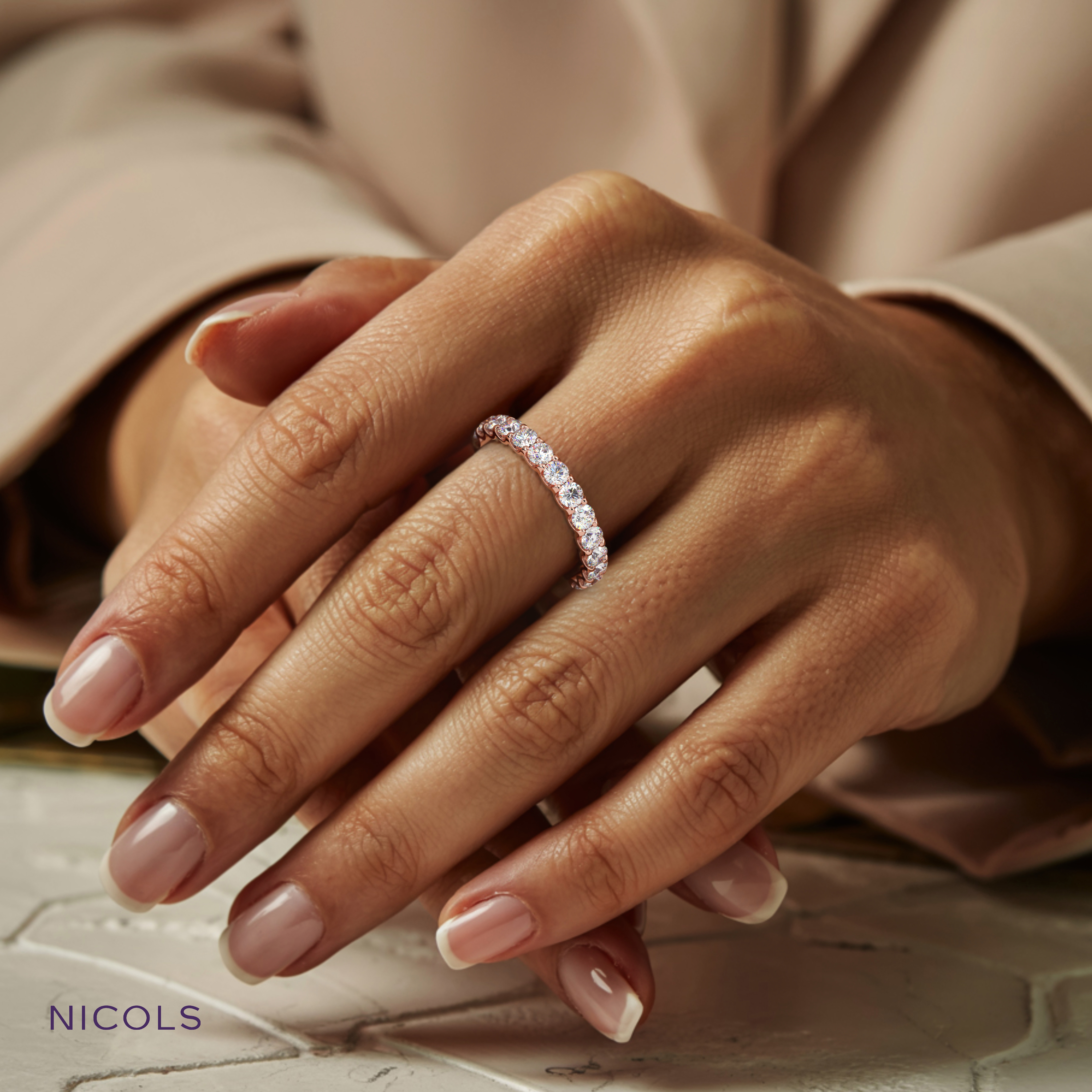 18k rose gold  round cut diamond eternity ring – 1.5ct total