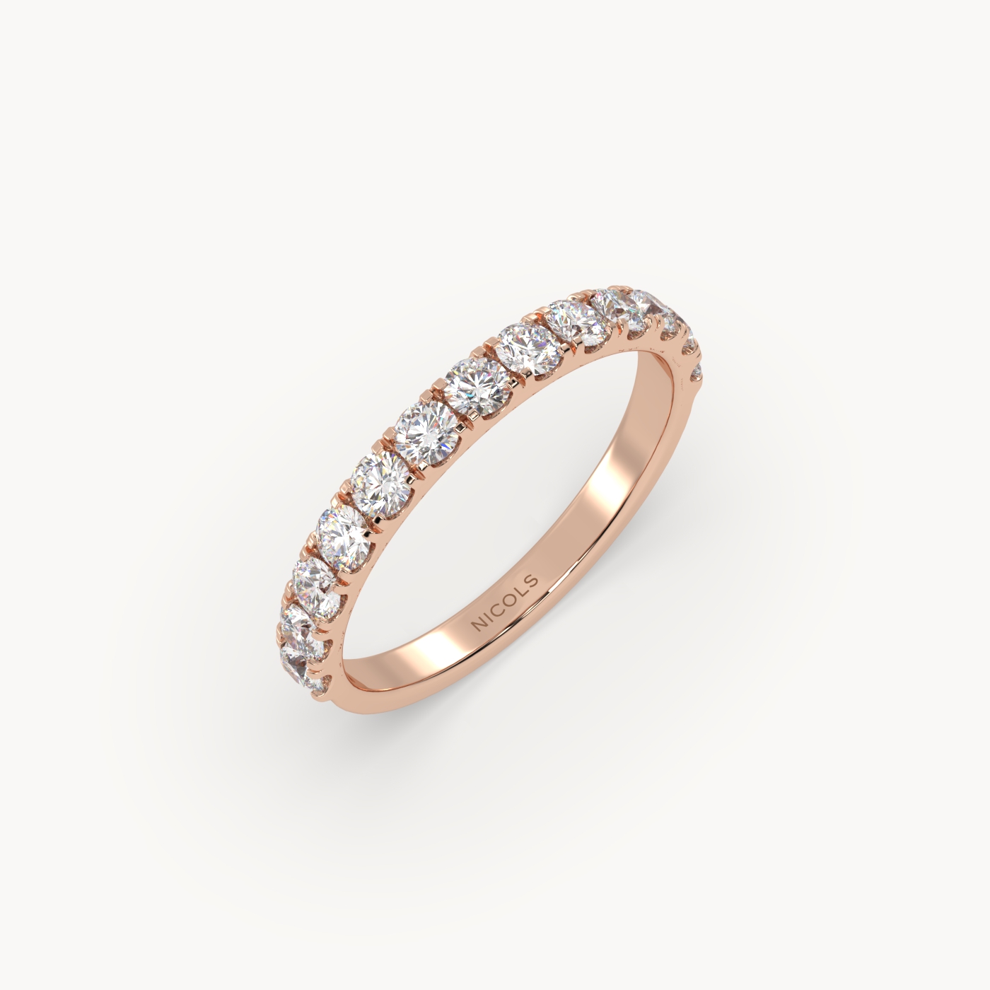 18k rose gold  petite pavé half eternity ring round cut – 0.70ct total