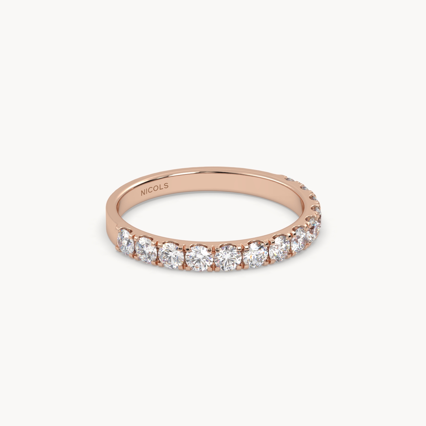 18k rose gold  petite pavé half eternity ring round cut – 0.70ct total