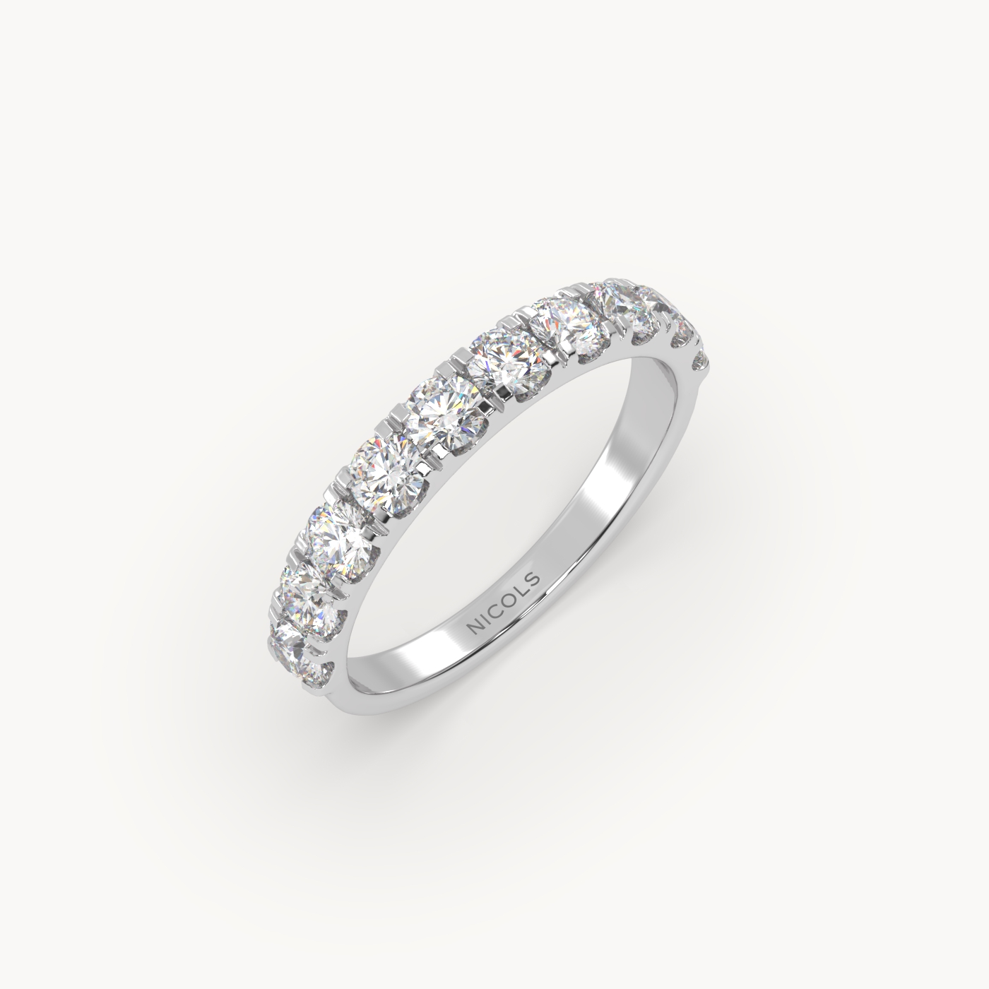 18k white gold  petite pavé half eternity ring round cut – 0.70ct total