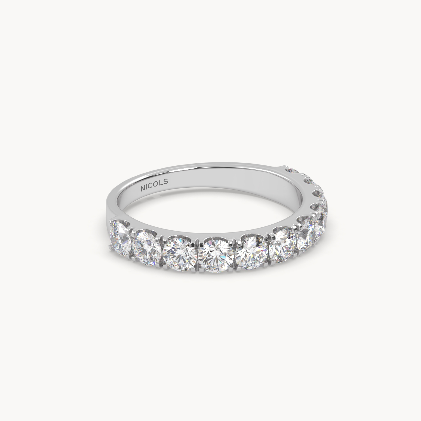 pt platinum  petite pavé half eternity ring round cut – 0.70ct total