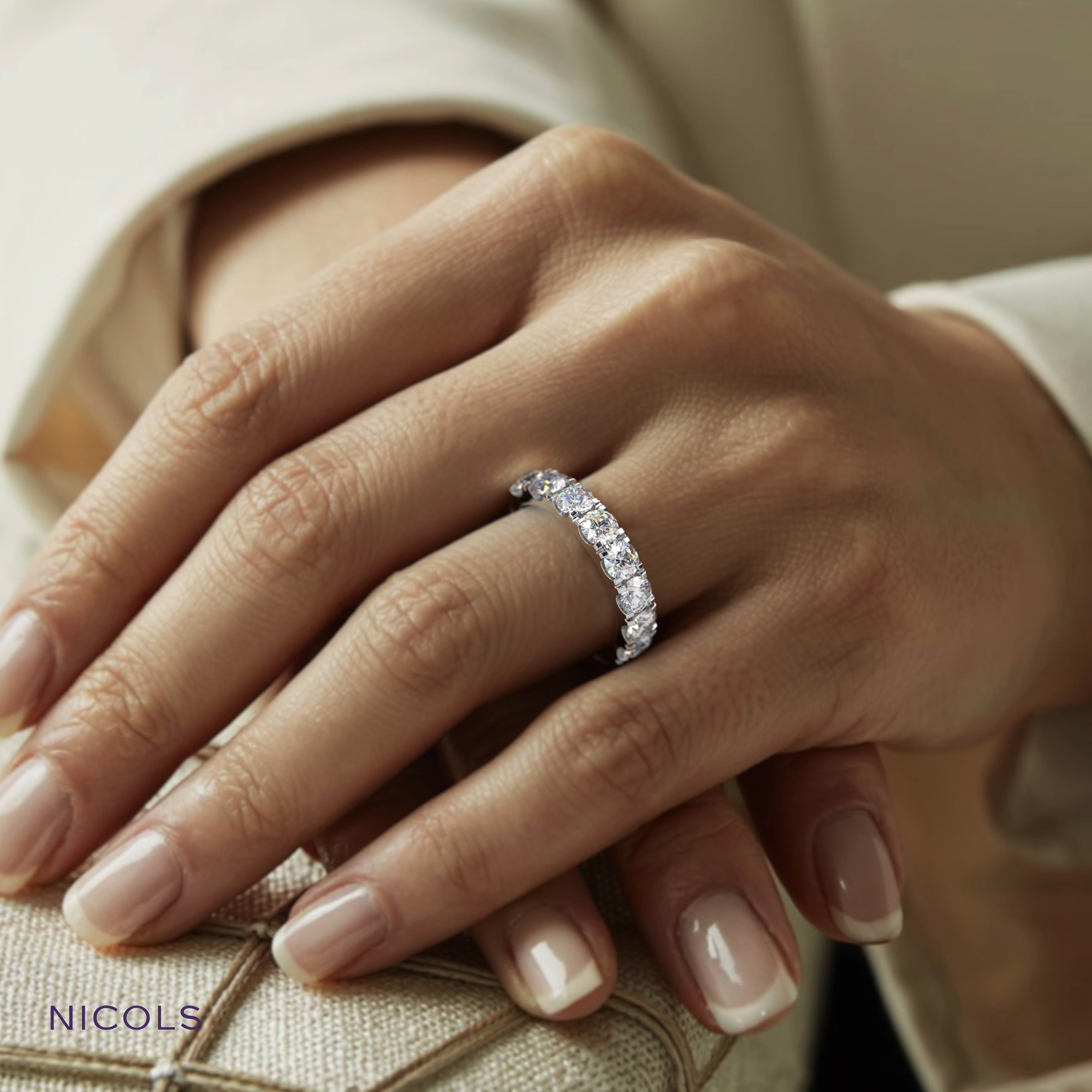 petite pavé half eternity ring round cut – 2ct total