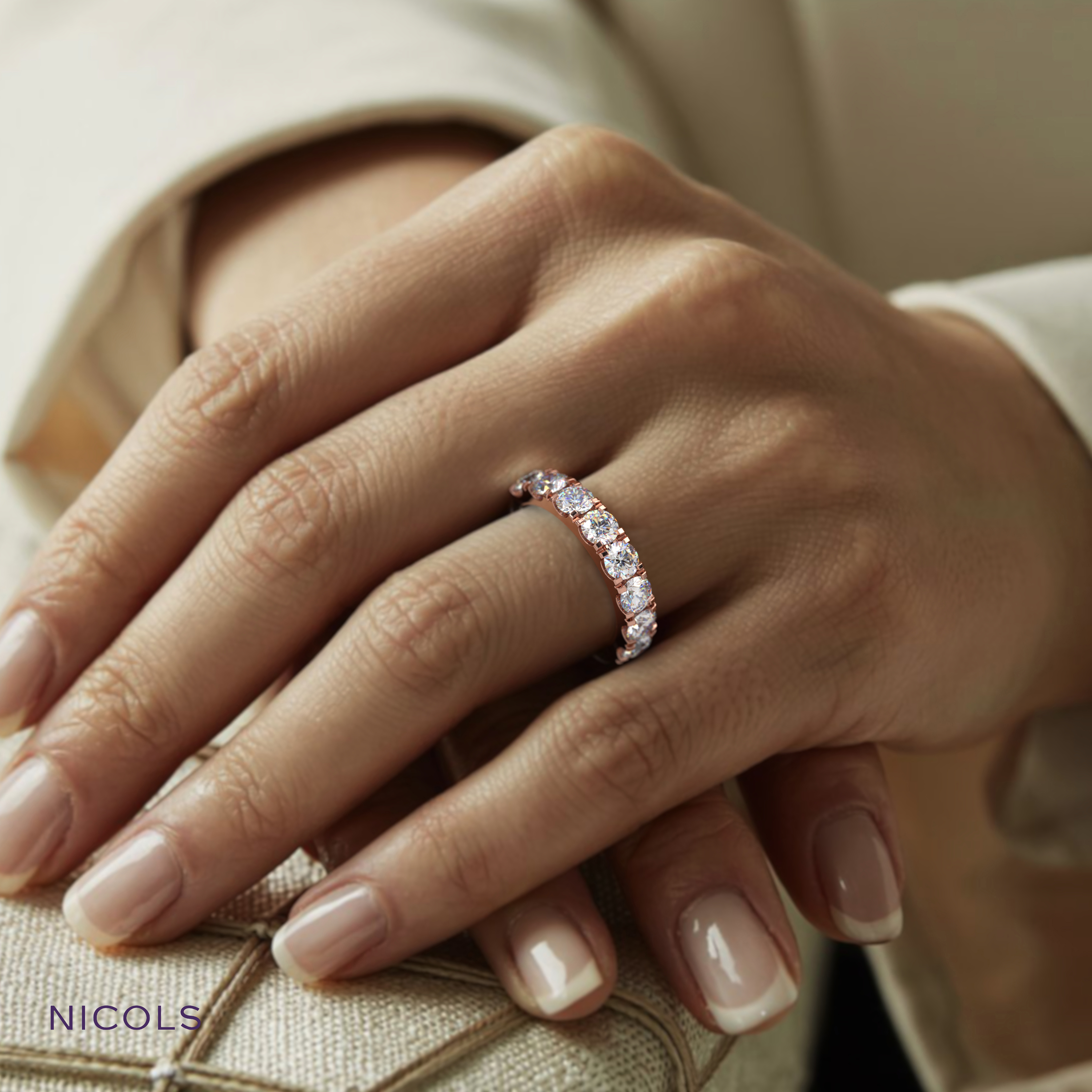 petite pavé half eternity ring round cut – 2ct total