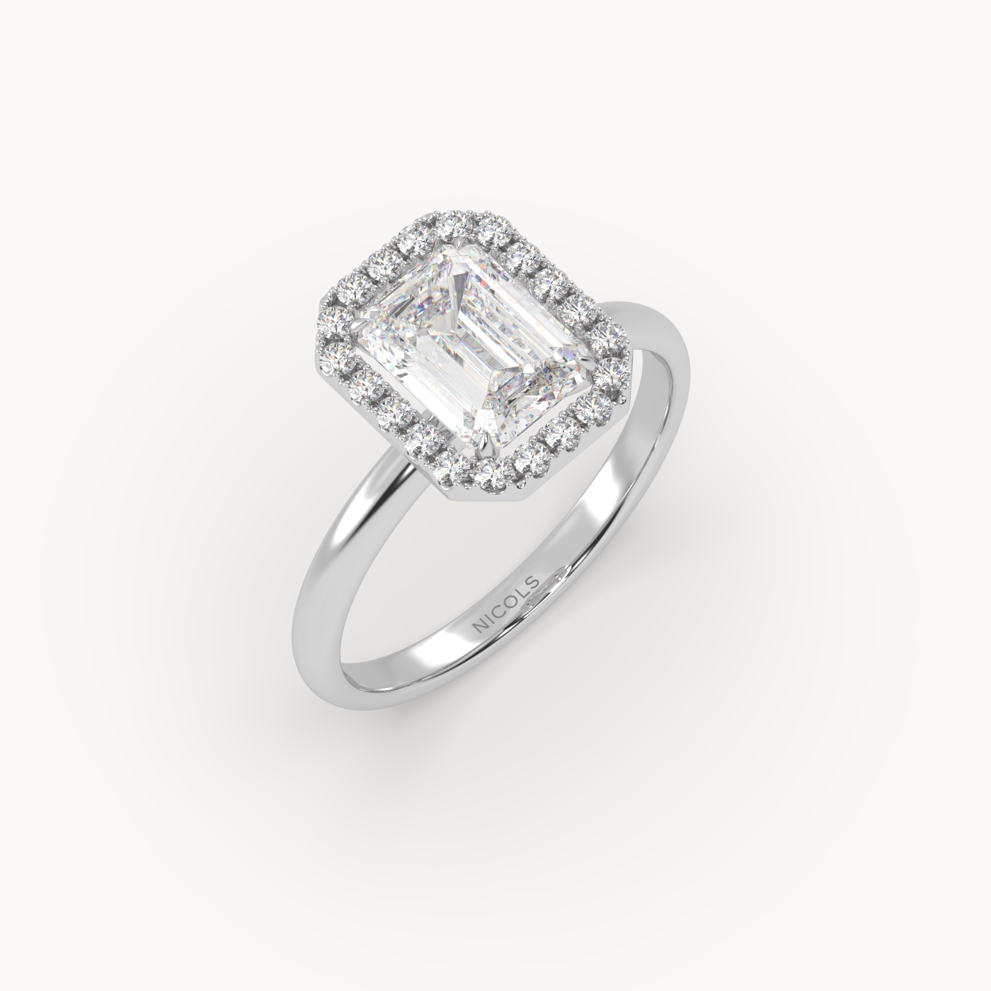 PT Platinum Emerald Halo Diamond Ring