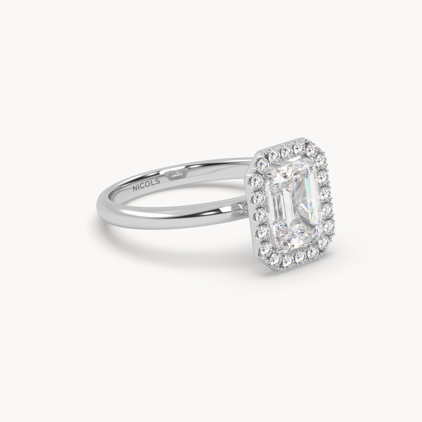 PT Platinum Emerald Halo Diamond Ring