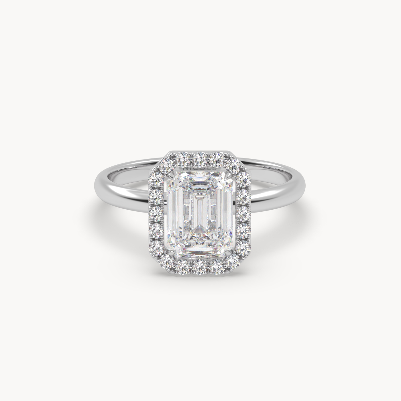 PT Platinum Emerald Halo Diamond Ring