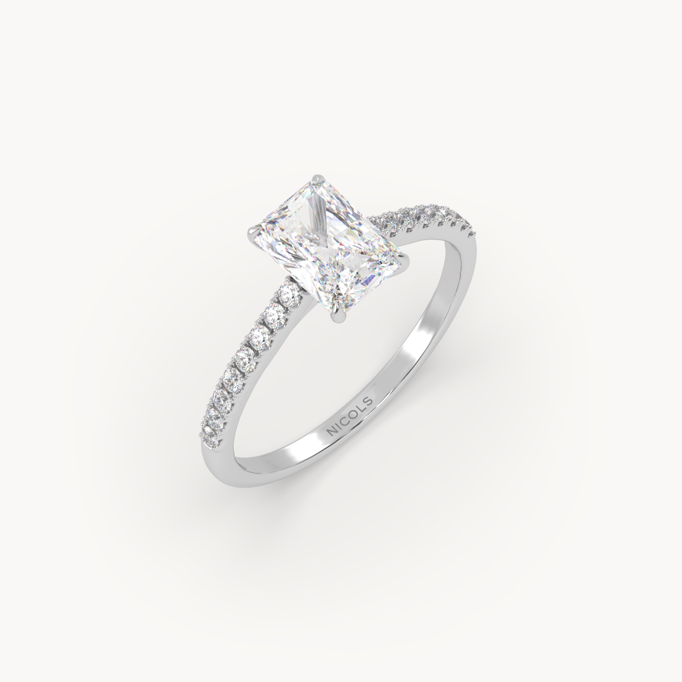 Platinum Pavé Radiant Diamond Cathedral Engagement Ring