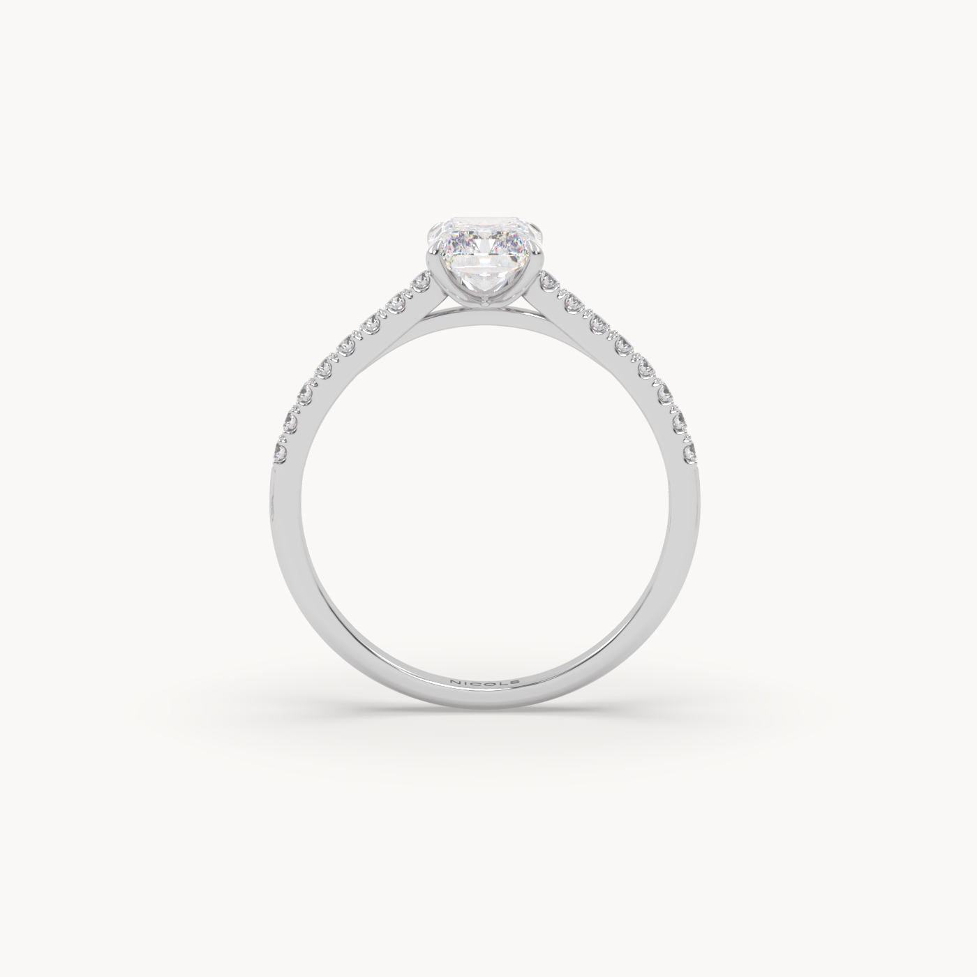 Platinum Pavé Radiant Diamond Cathedral Engagement Ring